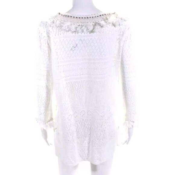 Calypso Saint Barth Women's 3/4 Sleeve Cover Up Mini Dress White Size S - Picture 3 of 6